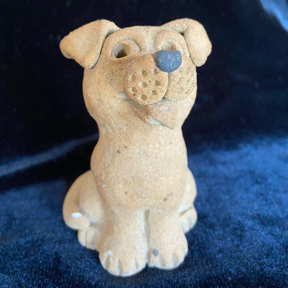 🩵 Adorable Handmade Clay Sand Textured Dog Puppy Figurine Sculpture - Picture 2 of 11